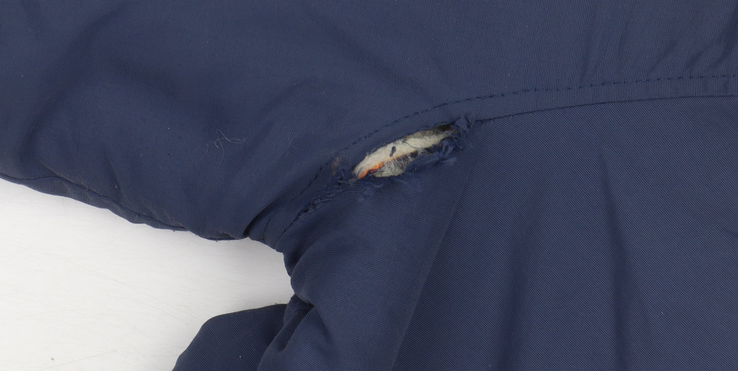 Crosshatch Men's Blue Parka Jacket with Fur Trim, Size M