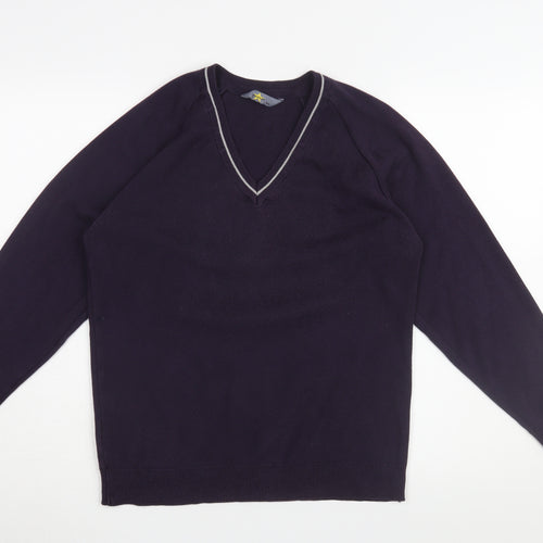 Magicfit Women's Blue V-Neck Jumper Size 8