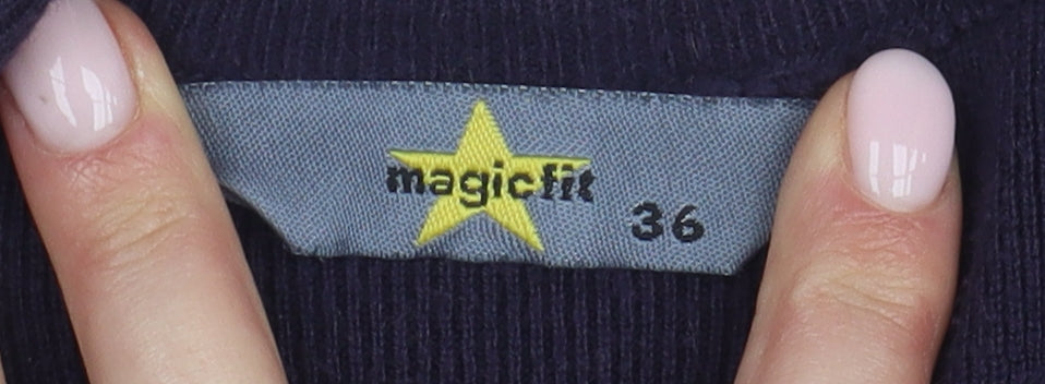 Magicfit Women's Blue V-Neck Jumper Size 8