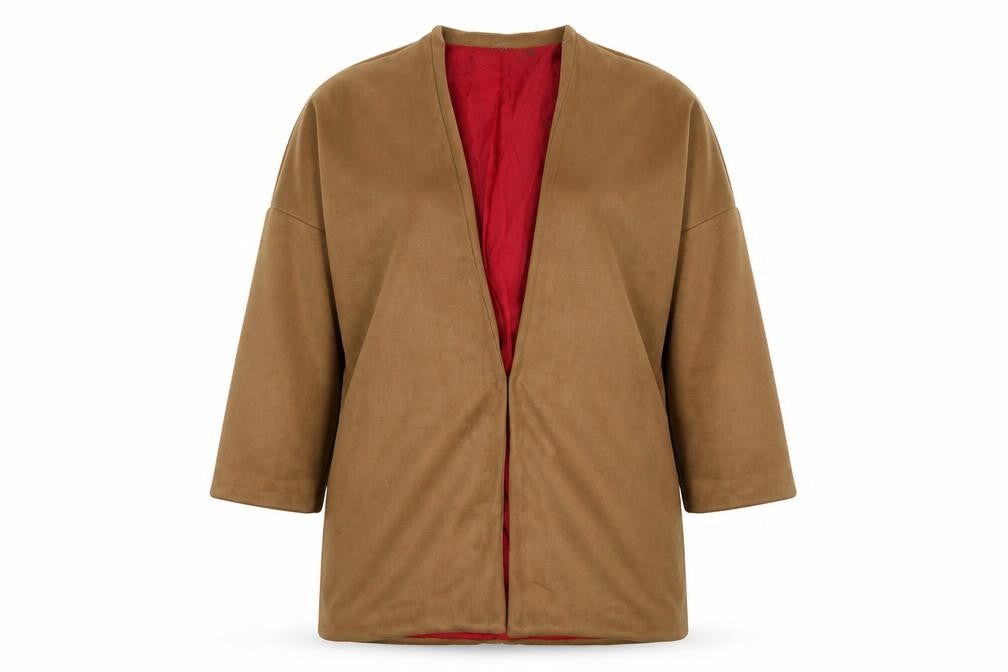 Front view of Oxygene Women's Brown Mid-Length Coat -, size S