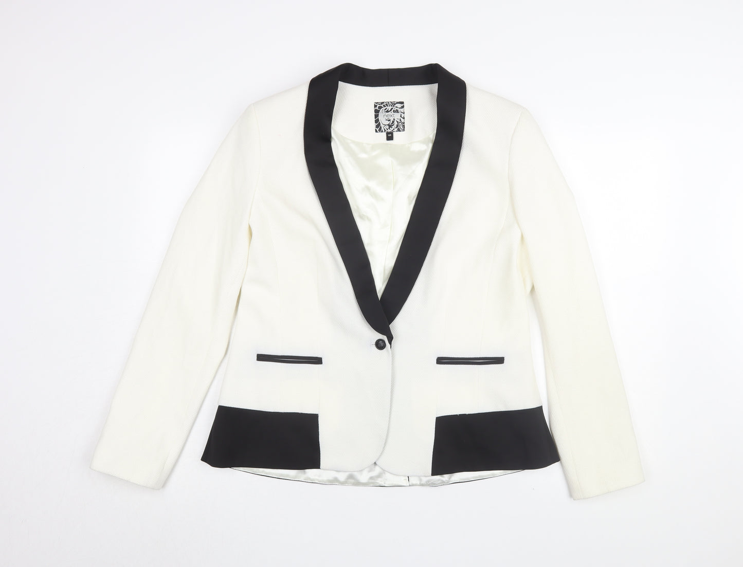 Next Women's Ivory Black Tuxedo Jacket - Size 16