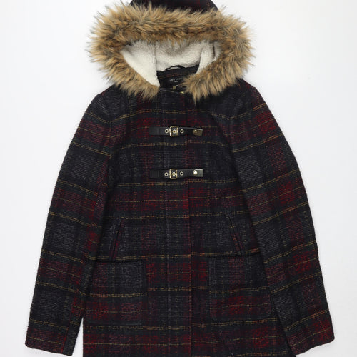 New Look Women's Multicolour Plaid Parka Coat, Size 10, Tall