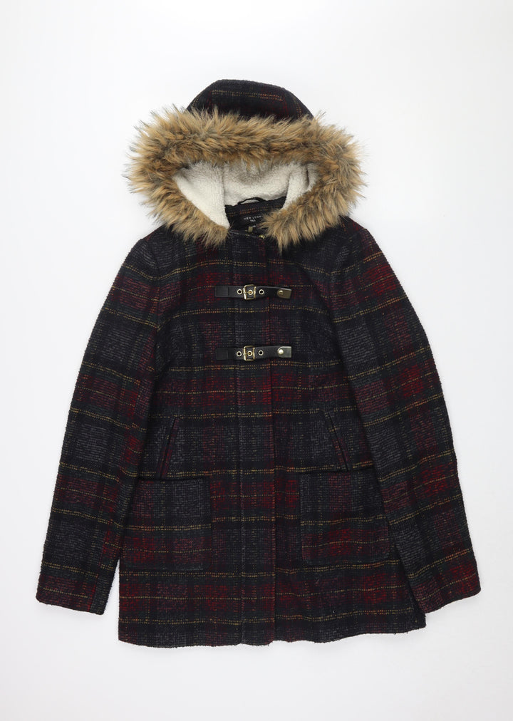 New Look Women's Multicolour Plaid Parka Coat, Size 10, Tall