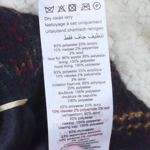 New Look Women's Multicolour Plaid Parka Coat, Size 10, Tall