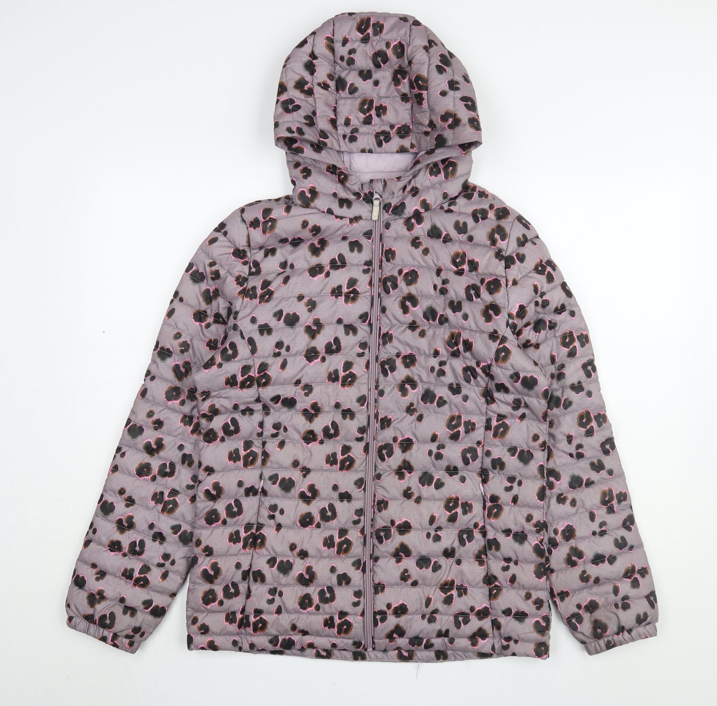 Next Girls Leopard Print Puffer Jacket 16 Years Hooded