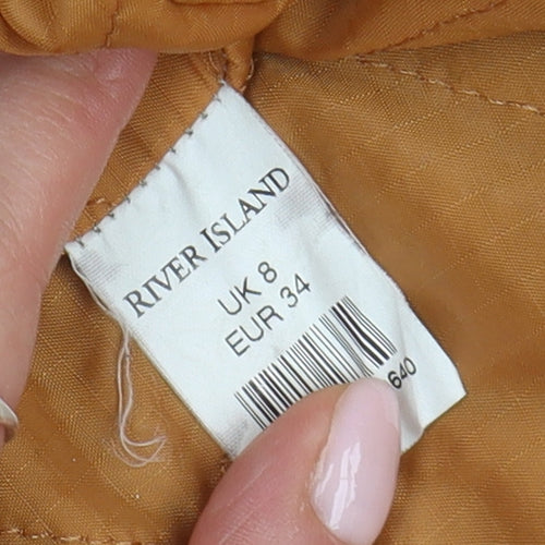 River Island Women's Green Parka Coat with Fur Trim, Size 8