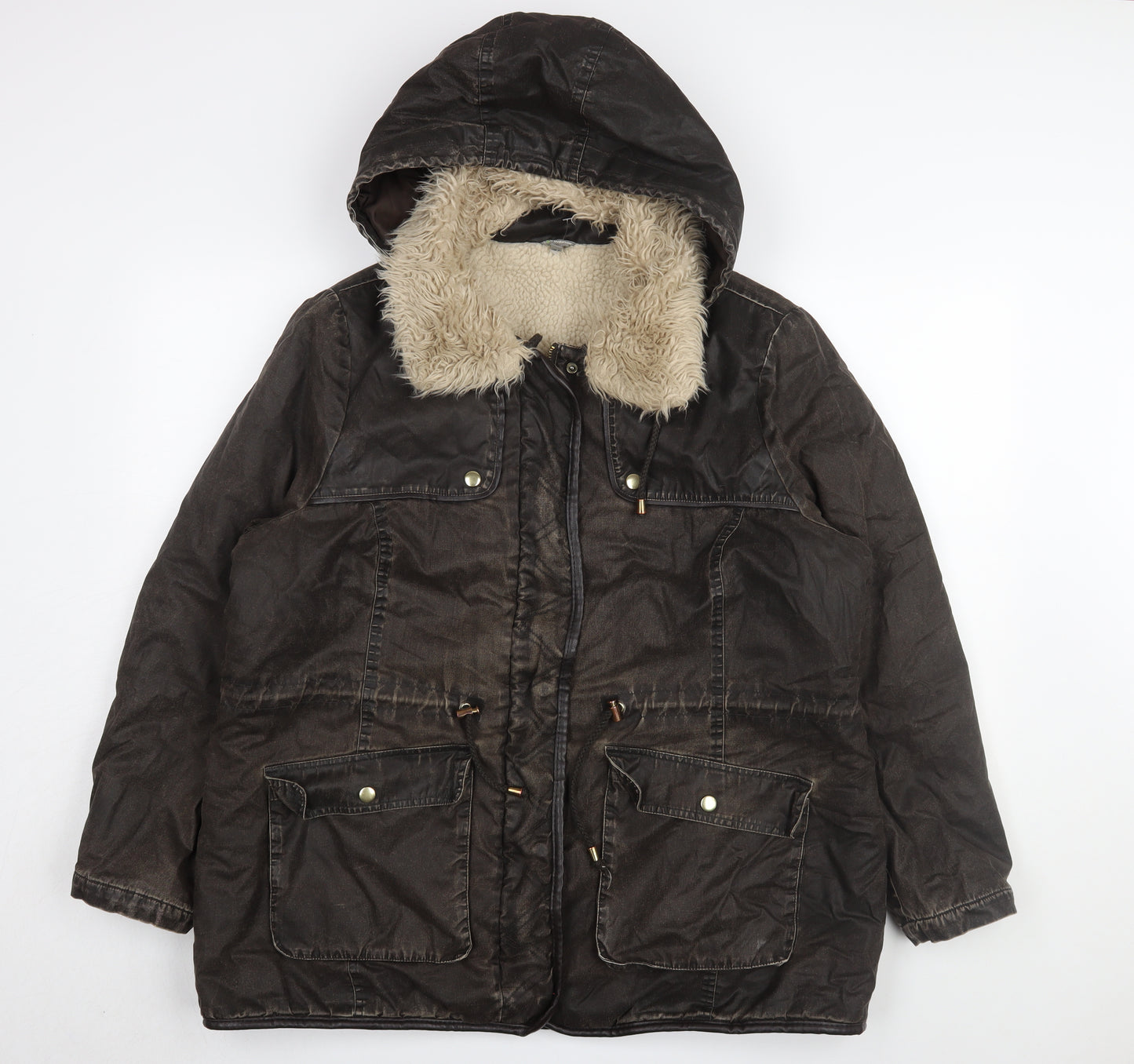 Marks and Spencer Women's Brown Fur Trim Parka Size 20