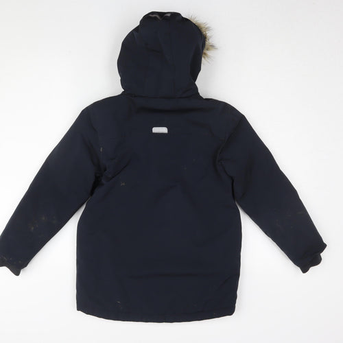 Next Boys Navy Parka Jacket with Fur Hood, 8 Years