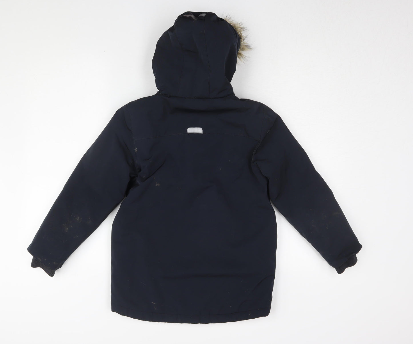 Next Boys Navy Parka Jacket with Fur Hood, 8 Years