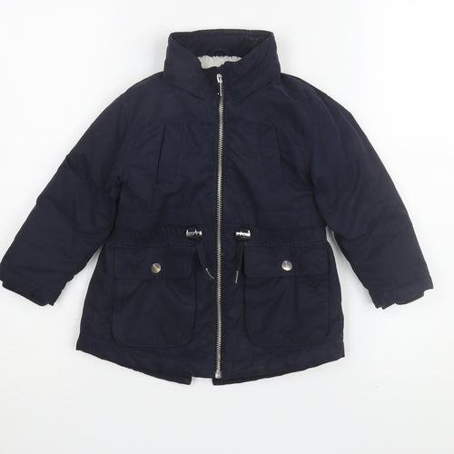 H&M Girls Blue Parka Coat 18-24 Months