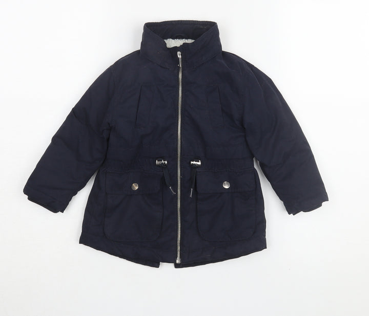H&M Girls Blue Parka Coat 18-24 Months