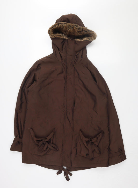 Changes by Together Brown Hooded Parka Coat Size 12