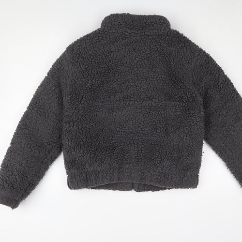 New Look Teens Black Fleece Jacket Size 14 Casual Wear