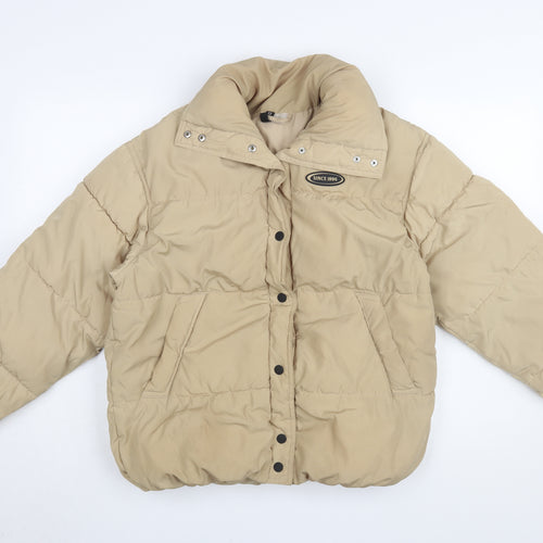 H&M Women's Beige Puffer Jacket Size 2XS, Casual, Buttoned