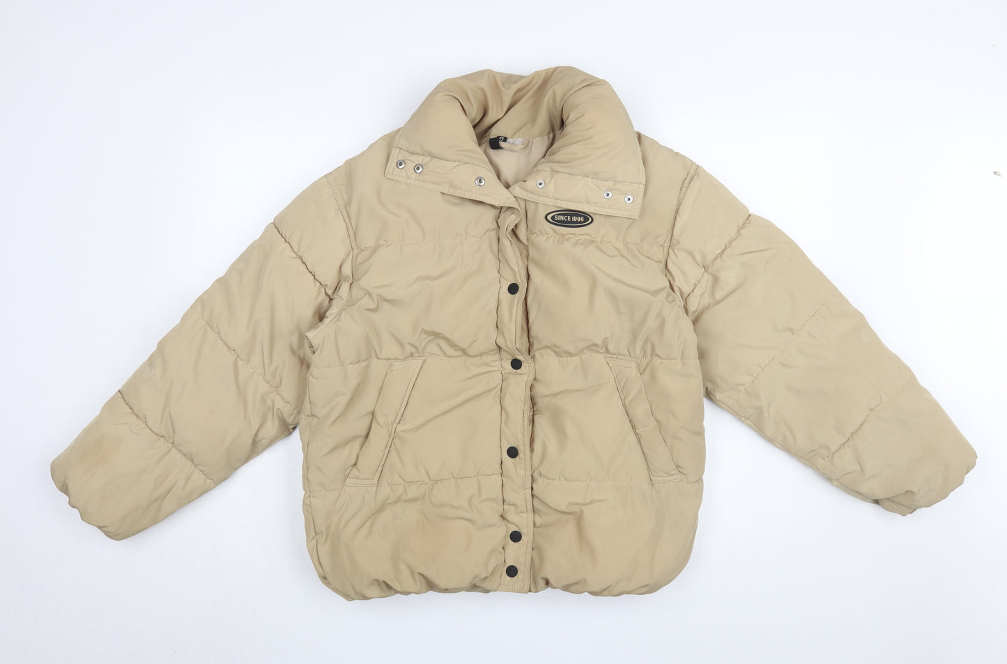 H&M Women's Beige Puffer Jacket Size 2XS, Casual, Buttoned