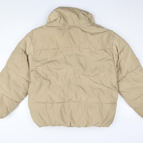 H&M Women's Beige Puffer Jacket Size 2XS, Casual, Buttoned