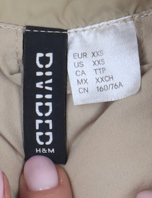 H&M Women's Beige Puffer Jacket Size 2XS, Casual, Buttoned