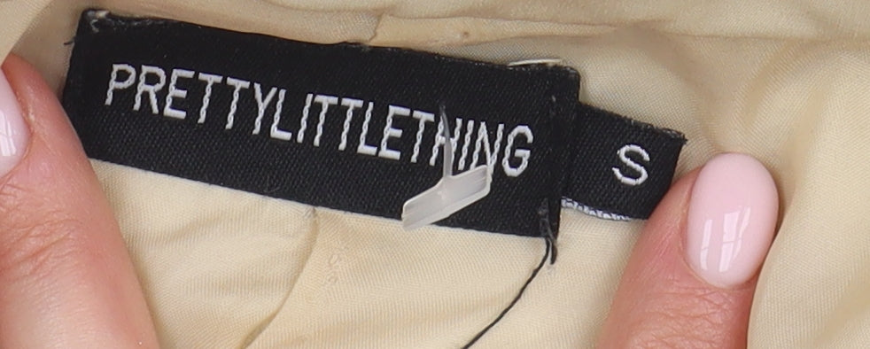 PrettyLittleThing Women's Beige Quilted Long Coat, S