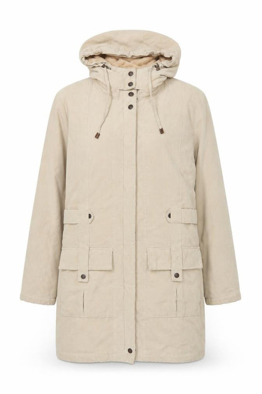Front view of Klass Collection Women's Beige Parka Jacket, size M