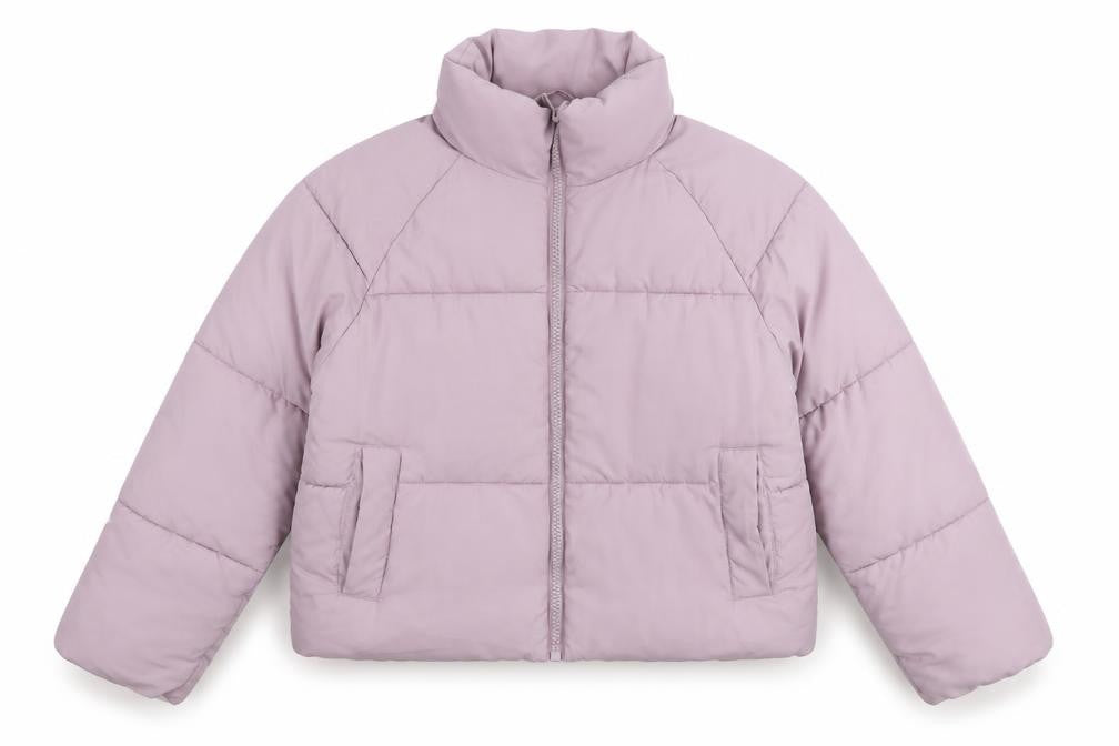 Front view of Monki Women's Purple XS Puffer Jacket