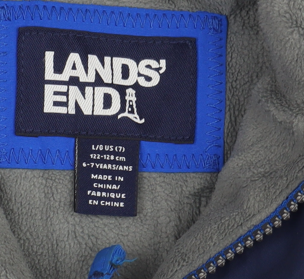 Lands' End Boys Blue Puffer Jacket 6-7 Years Winter Coat