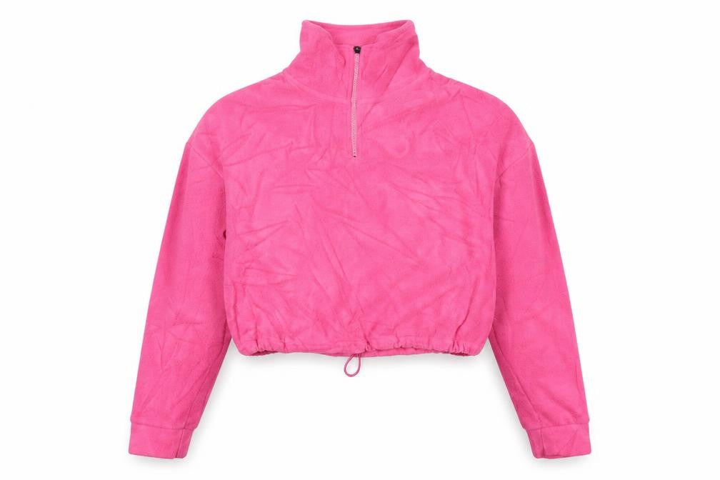 Front view of Brave Soul Women's Pink XS Fleece 1/4 Zip Sweatshirt Pullover