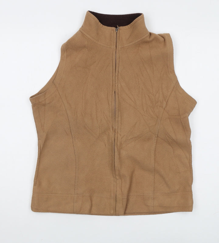 EWM Women's Brown Sleeveless Zip Fleece Vest Size 14