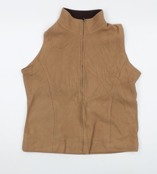 EWM Women's Brown Sleeveless Zip Fleece Vest Size 14