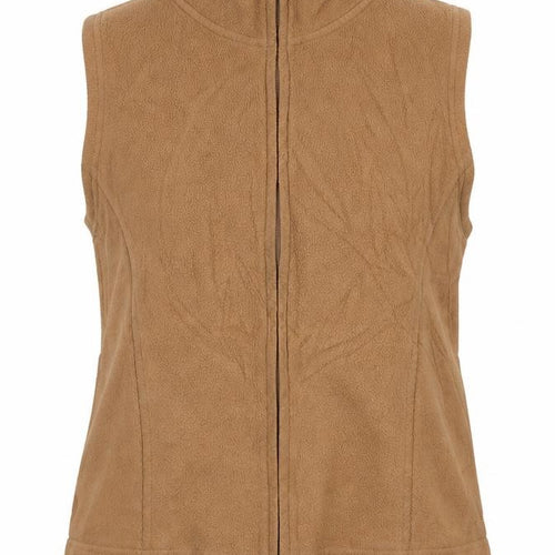 EWM Women's Brown Sleeveless Zip Fleece Vest Size 14