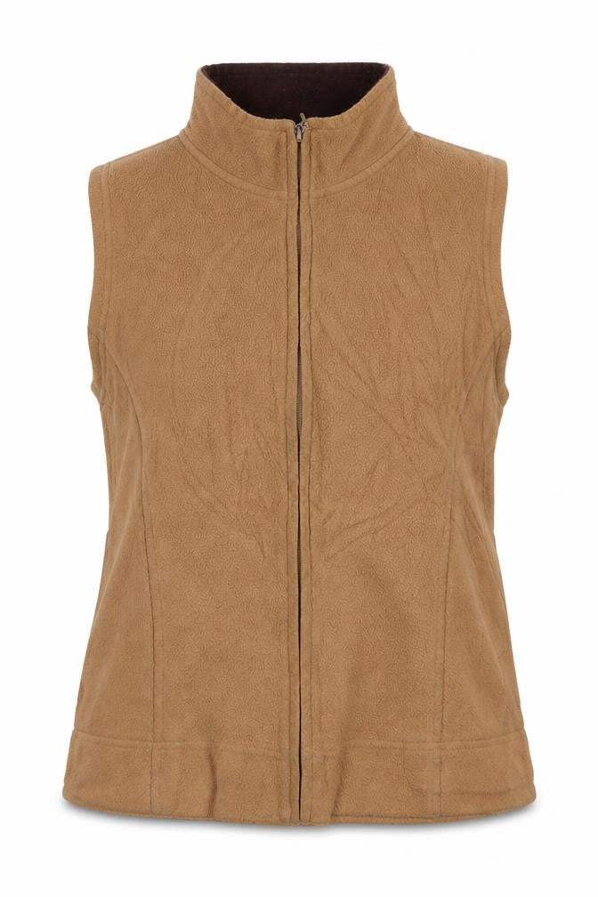 EWM Women's Brown Sleeveless Zip Fleece Vest Size 14