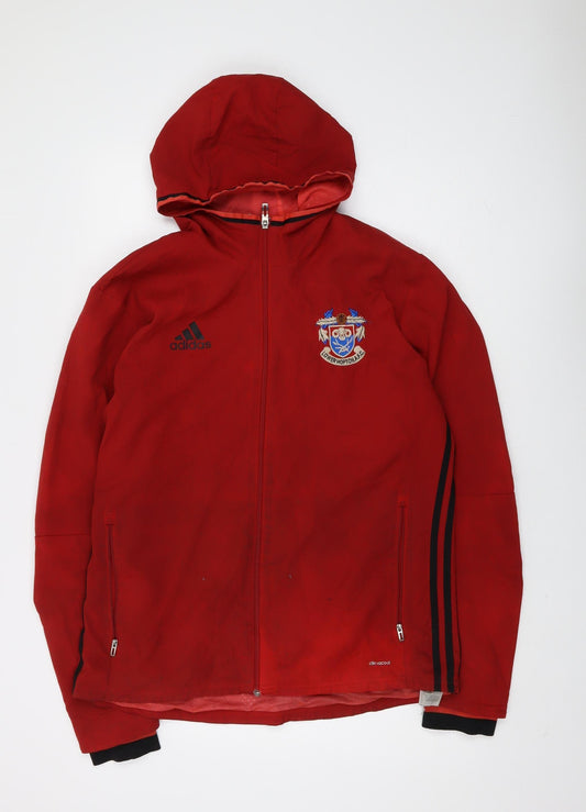 Adidas Men's Red Full Zip Hoodie Size L