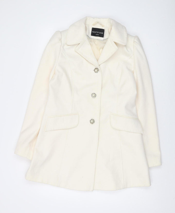 Keatstone Women Ivory Wool Overcoat Size 10