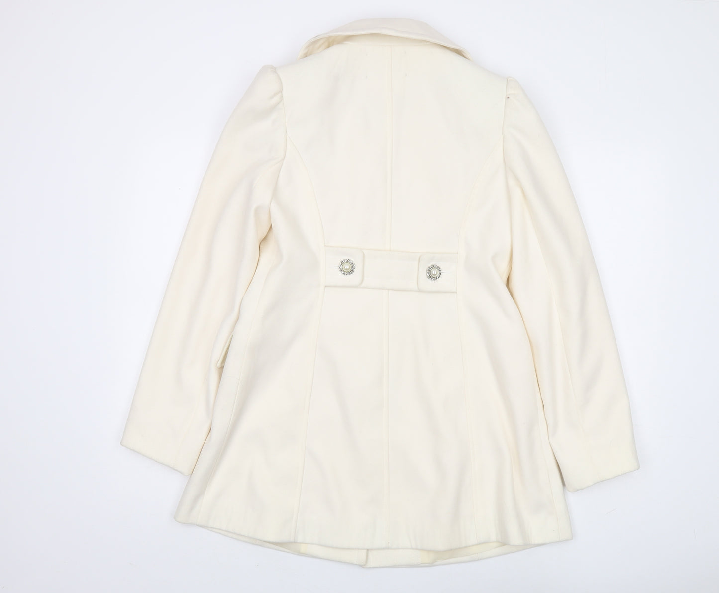 Keatstone Women Ivory Wool Overcoat Size 10