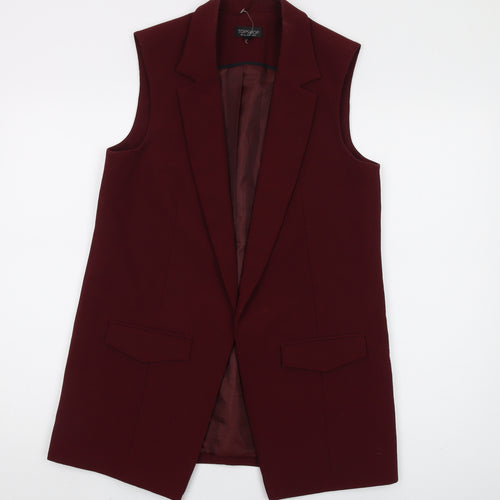 Topshop Women's Red Waistcoat Size 12 Sleeveless Classic