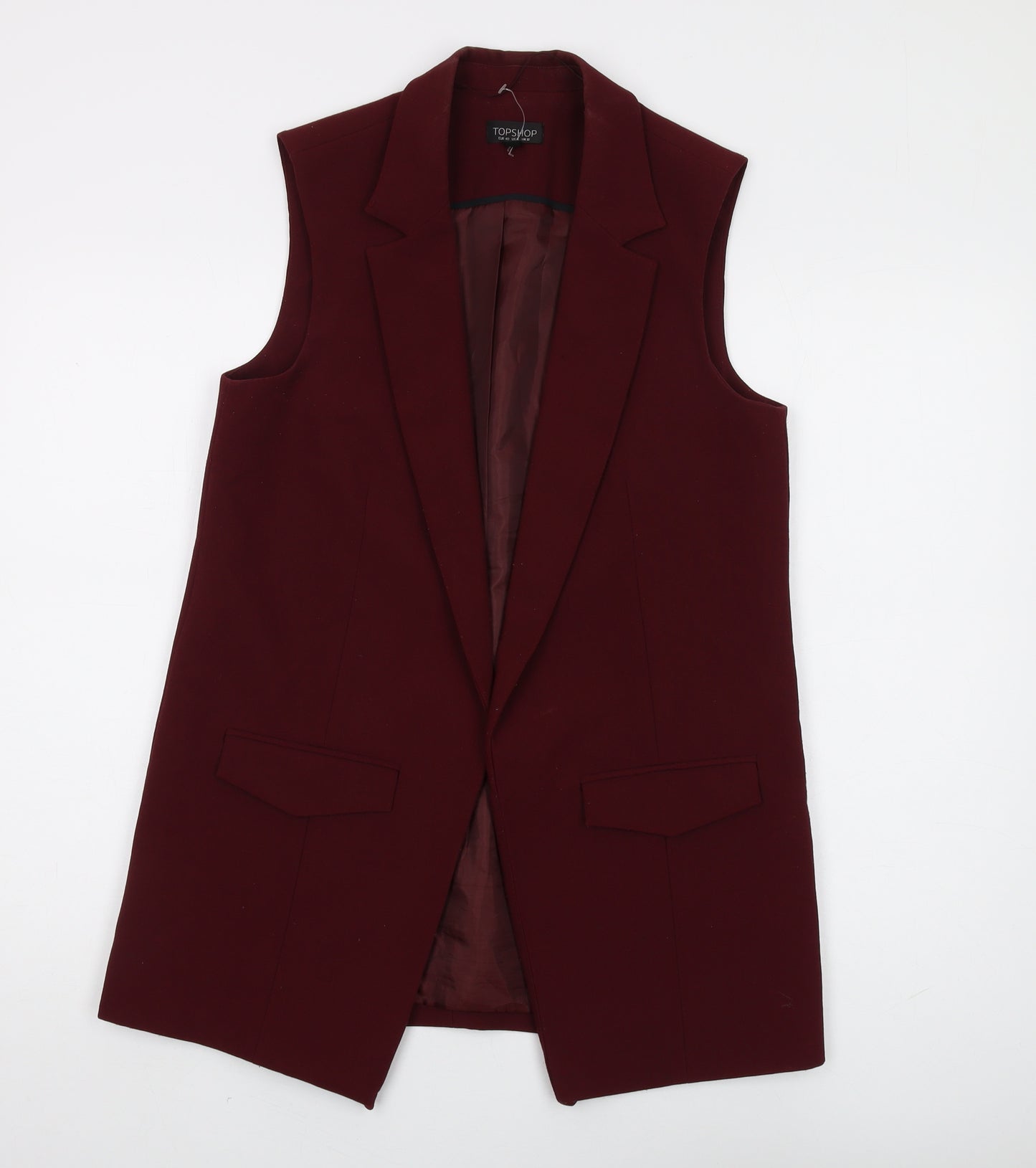 Topshop Women's Red Waistcoat Size 12 Sleeveless Classic
