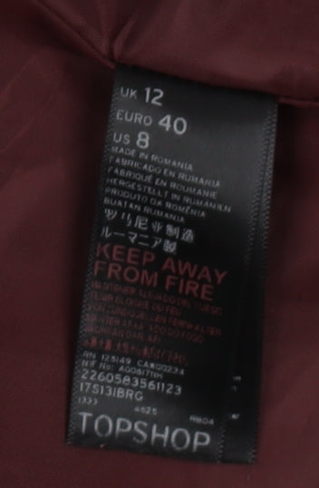 Topshop Women's Red Waistcoat Size 12 Sleeveless Classic