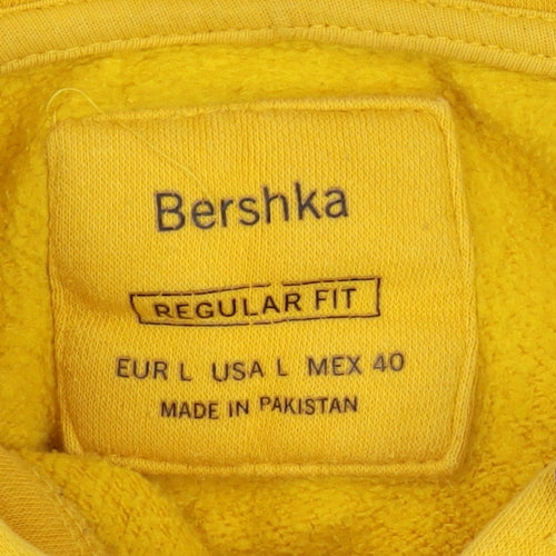 Bershka Unisex Yellow Graphic Hoodie - Size L