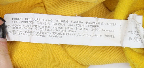 Bershka Unisex Yellow Graphic Hoodie - Size L