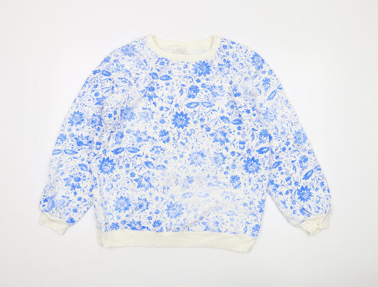 Marks and Spencer Blue Floral Women’s Pullover Sweatshirt Size 14