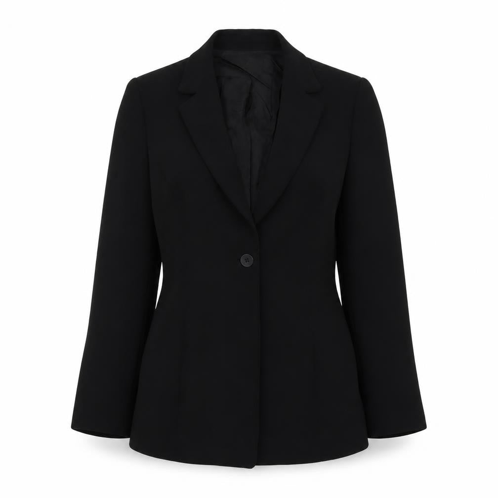 Front view of Debenhams Women's Black Blazer, size 8, Petite, Single-Breasted