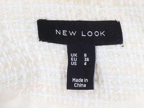 New Look Women's Ivory Bouclé Cropped Blazer UK 8