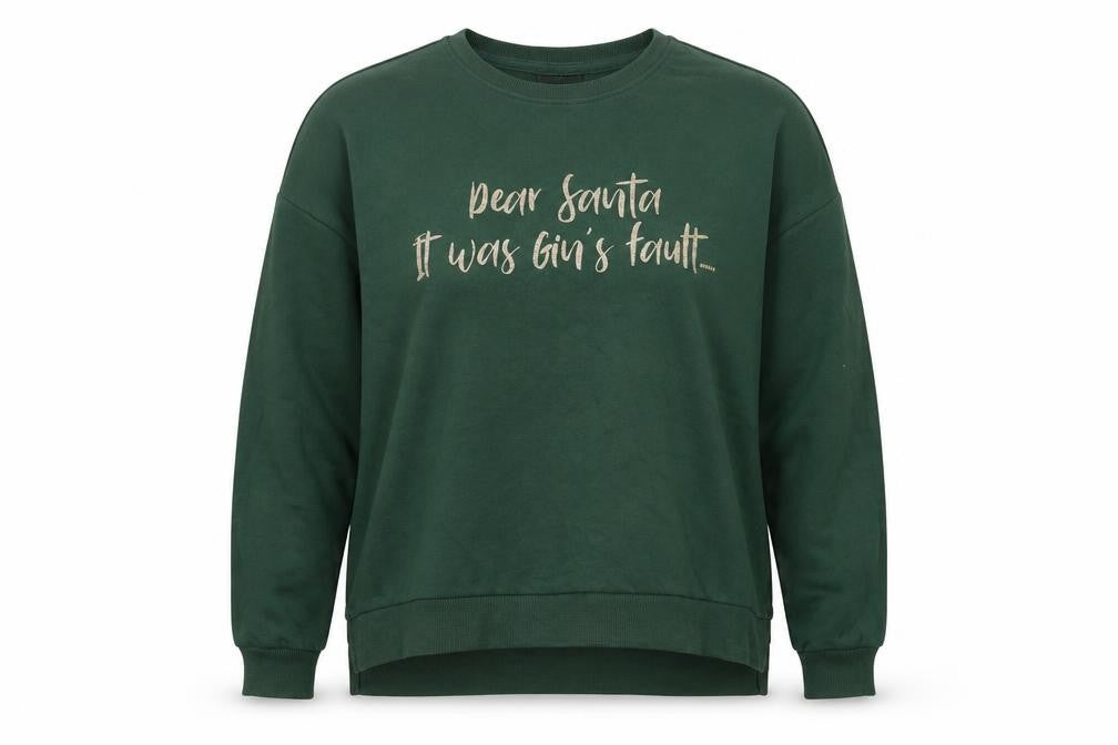 Front view of Only Women's Green Christmas Pullover Sweatshirt - L