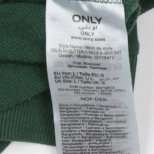 Only Women's Green Christmas Pullover Sweatshirt - L
