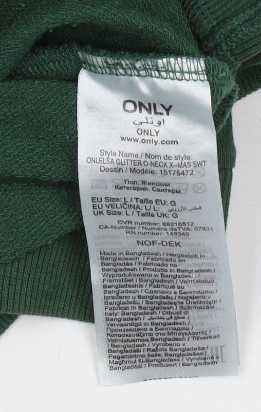 Only Women's Green Christmas Pullover Sweatshirt - L