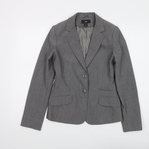H&M Women's Grey Pinstripe Blazer Size 6 Regular Fit