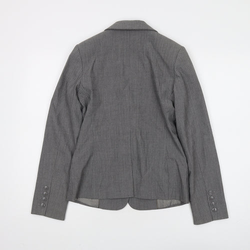 H&M Women's Grey Pinstripe Blazer Size 6 Regular Fit