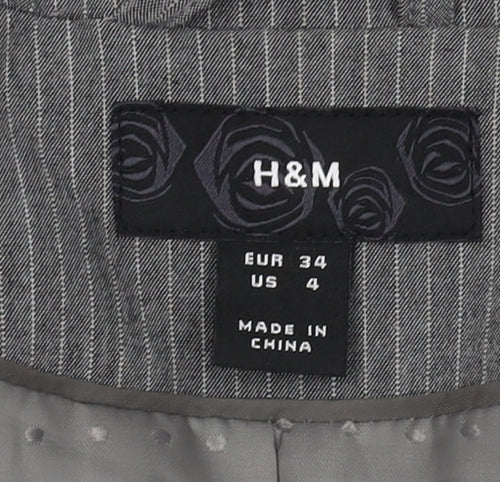 H&M Women's Grey Pinstripe Blazer Size 6 Regular Fit