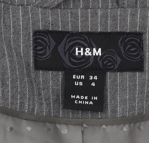 H&M Women's Grey Pinstripe Blazer Size 6 Regular Fit