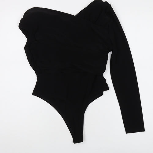 River Island Women's Black Asymmetric Bodysuit UK 16