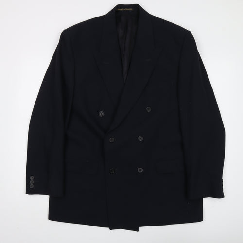 Marks & Spencer Men's Black Wool Blazer, 42R Double-Breasted